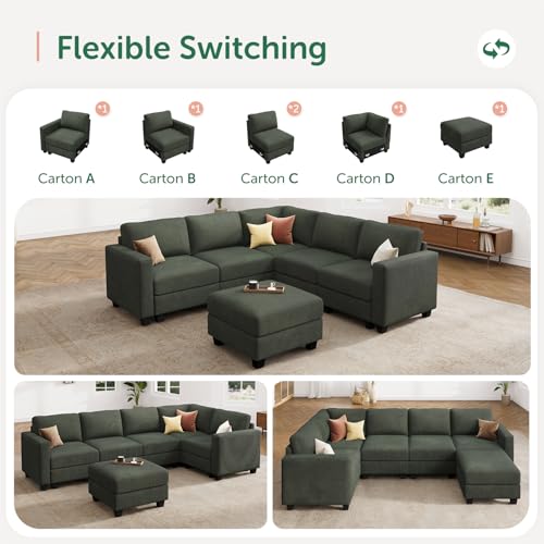 Corduroy Modular Sectional Couch with Storage, L-Shaped, 6 Seater, Dark Gray X823135
