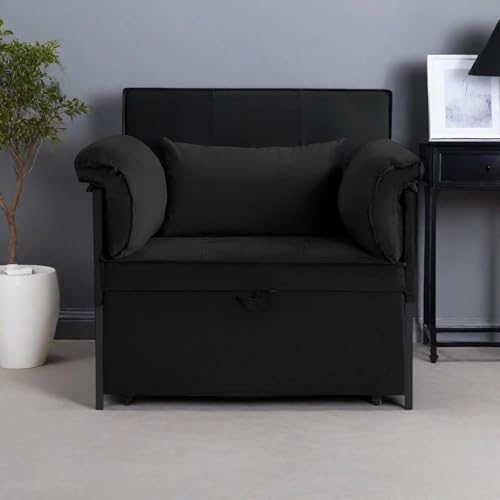 Sleeper Sofa Bed with Side Pocket, Convertible Futon Couch for Living Room X8857