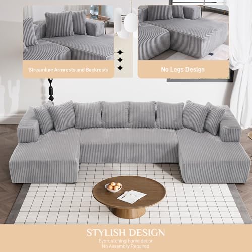 Modular Sectional Sofa with Chaise Lounge, Corduroy Memory Foam, Black Z82307