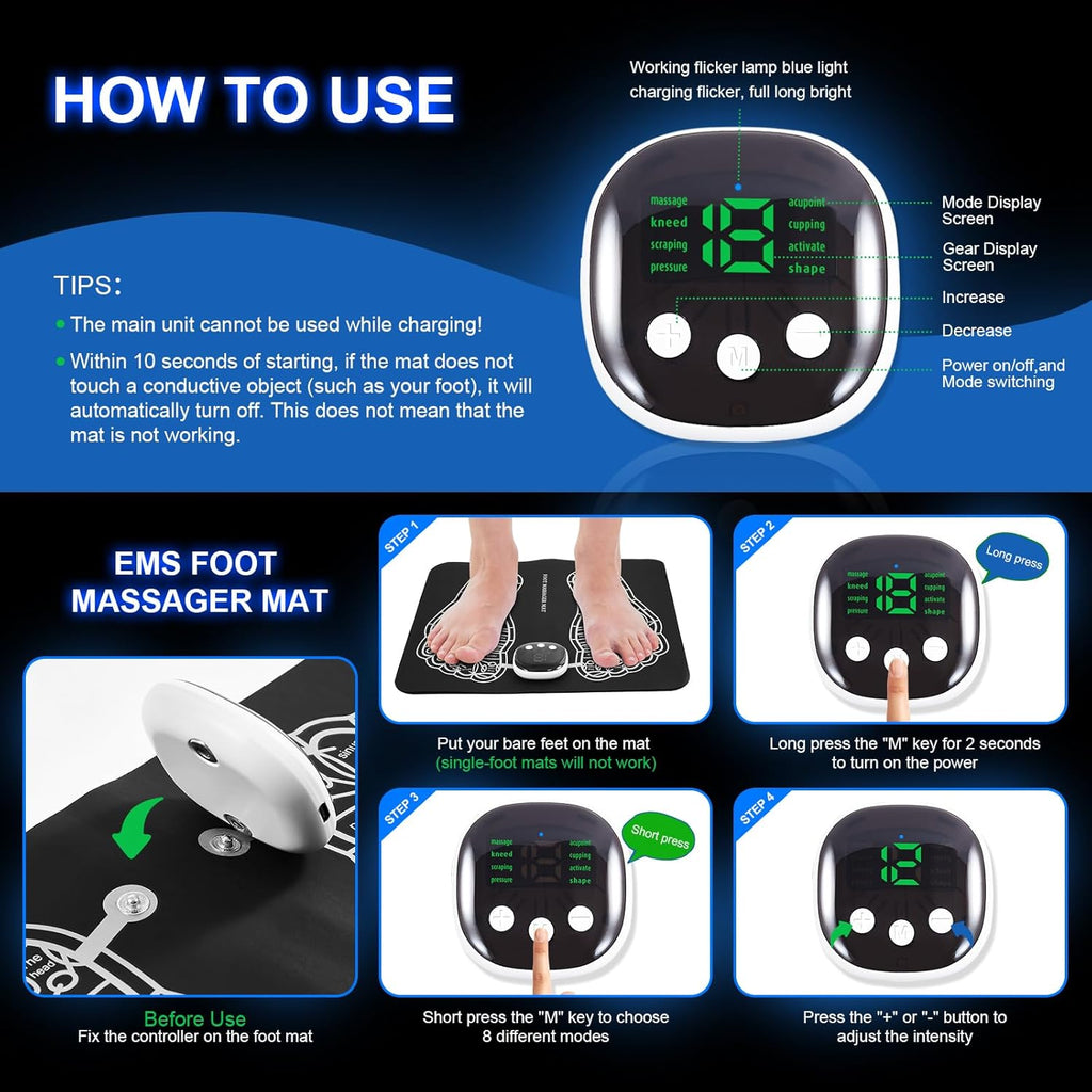 Foot Massager Mat with 15 Modes, Muscle Relaxation I780