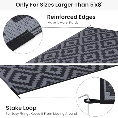 Waterproof Outdoor Rug 5x8 ft, Reversible Plastic Straw Patio Mat Z2613