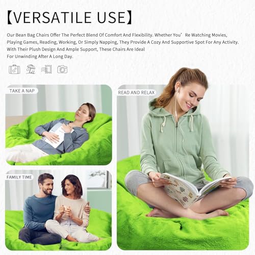 Bean Bag Chair for Adults 3FT, Soft Removable Cover, Light Gray X3039