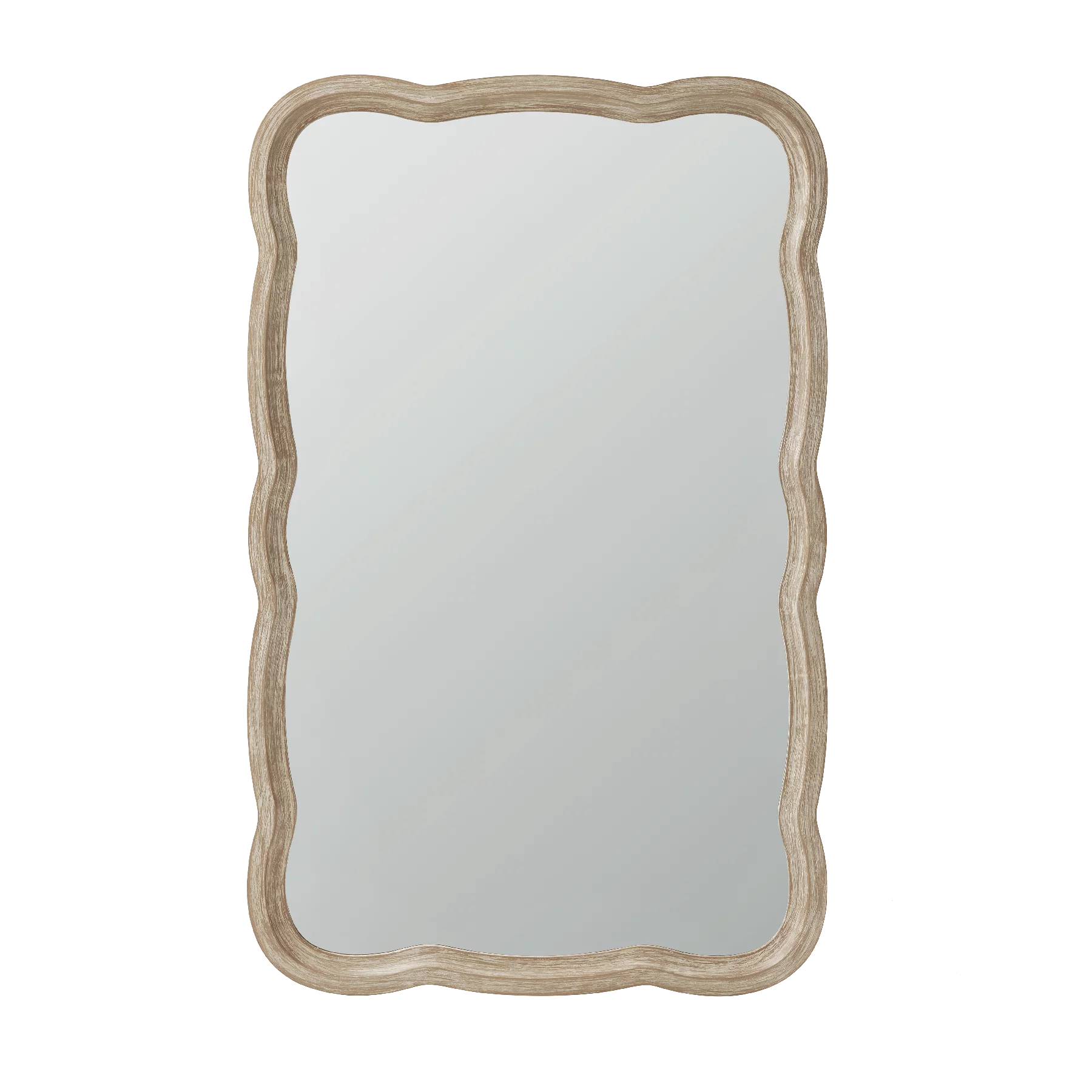 Curved Wood Frame Accent Mirror, Farmhouse French Country Wall Mirror, Rectangle 23.5" x 38" D47892