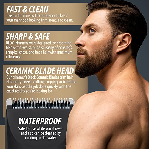 Electric Body Hair Trimmer for Men - Wet/Dry Shaver with Ceramic Blade, USB Rechargeable C188973