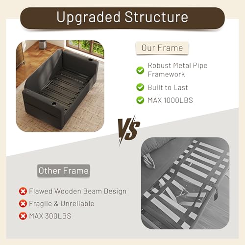 Convertible Sleeper Sofa Bed with Cup Holders, Grey H654808