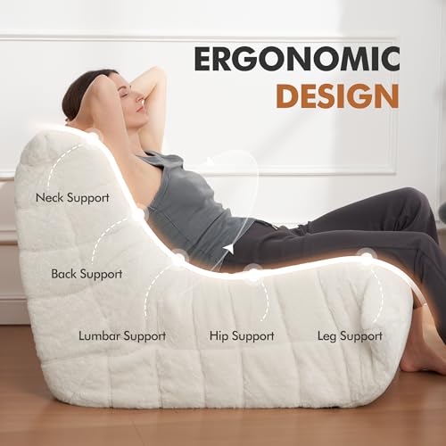 Bean Bag Chair for Adults with Memory Foam, Black Plush X409228
