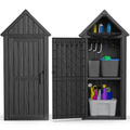 Outdoor Storage Shed with Lock, Waterproof Resin Garden Tool Shed, Heavy-Duty Weather-Resistant Cabinet for Patio, Backyard, or Garage(New Light Brown)