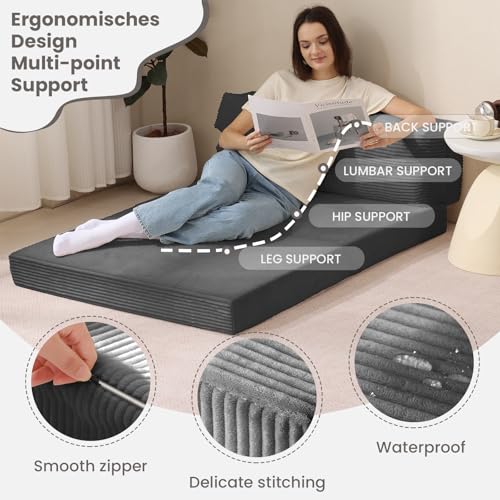 Folding Sofa Bed, Convertible Sleeper Chair with Pillow, Grey P767597
