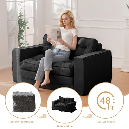 Loveseat Sleeper Sofa Convertible Sofa Bed Couch with Reclining Backrest and Pillows A86014
