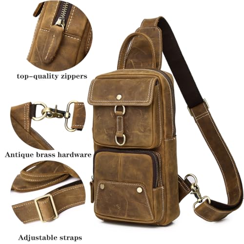 Genuine Leather Sling Backpack Crossbody Shoulder Bag for Travel Y1231