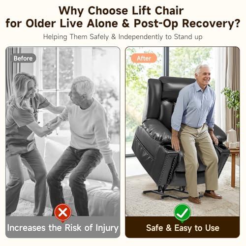 Power Lift Recliner Chair for Elderly with Heat and Massage, Adjustable Positions, Dark Brown P618617