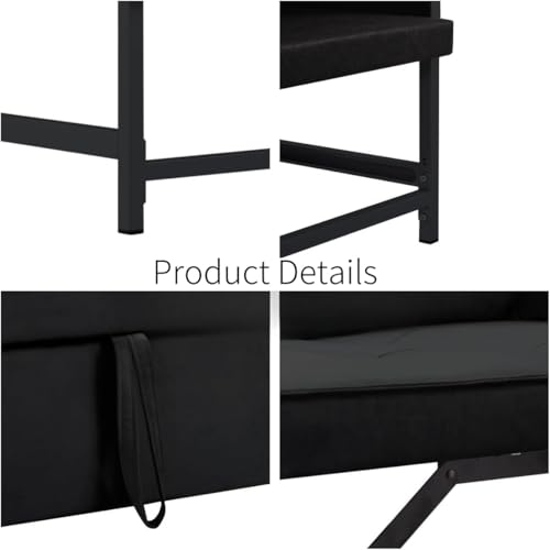 Sleeper Sofa Bed with Side Pocket, Convertible Futon Couch for Living Room X8857