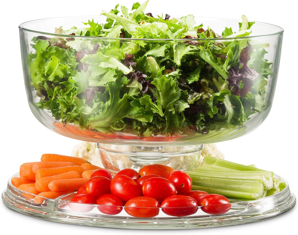 Crystal Glass Cake Stand with Dome Lid, 6-in-1 Serving Platter Q13695