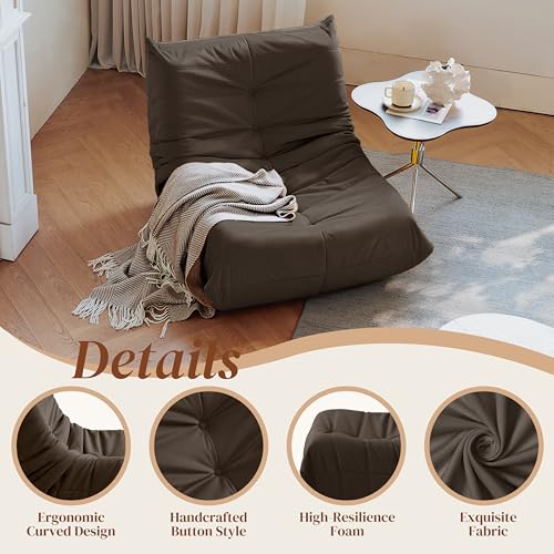 Bean Bag Chair for Adults, Suede & Microfiber Corner Lounge Sofa, 3-Seater, Beige F9802