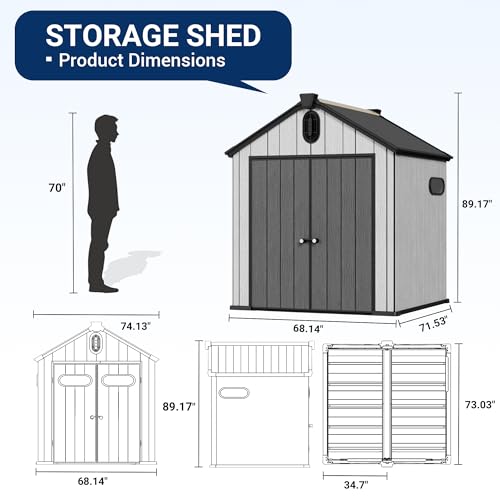 Outdoor Resin Storage Shed with Air Vents and Lockable Door X72953