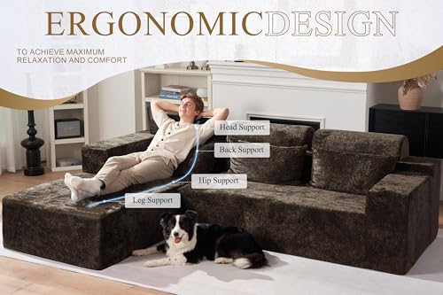 L-Shape Modular Sectional Sofa with Deep Seat, No Assembly Required C597556