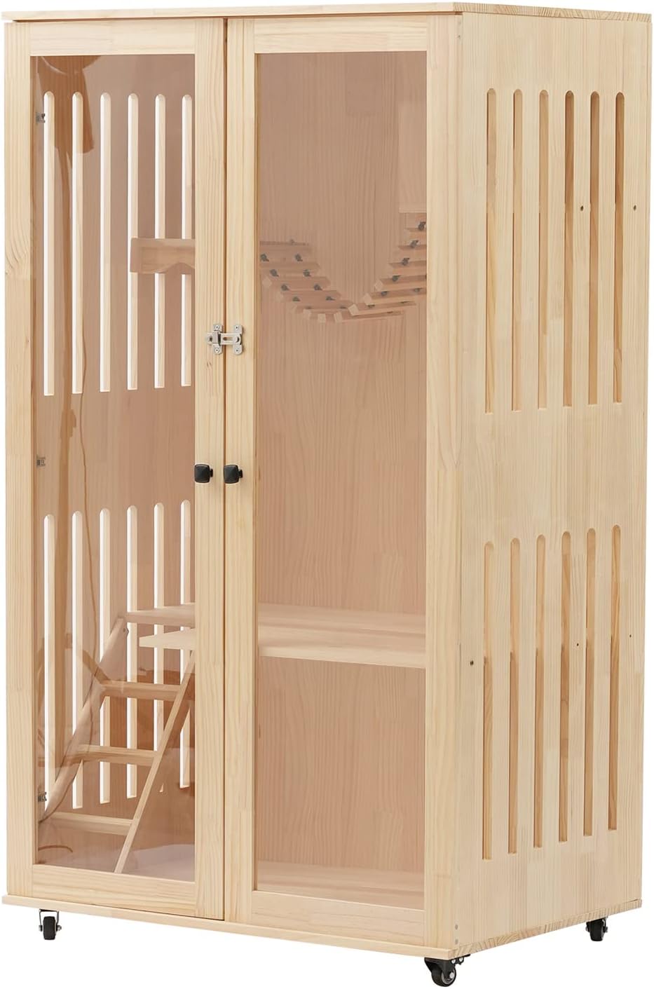 Wooden Cat Cage & Playpen with Wheels for Indoor or Outdoor Use I2167