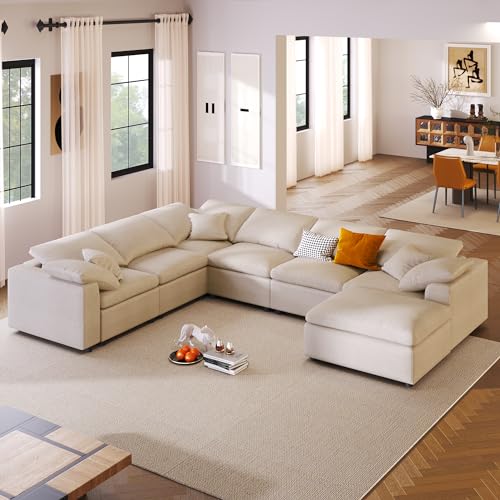 Modular Sectional Sofa with Ottoman, U-Shaped Lounge Couch H930