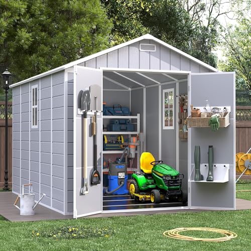 Outdoor Storage Shed with Floor, Lockable Door & Window, Waterproof Tool Shed M47080