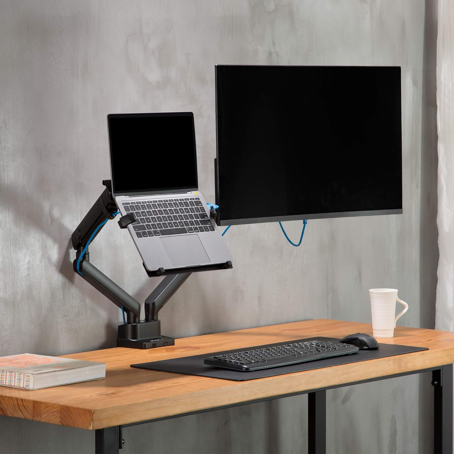 Laptop and Monitor Arm for 15.6" Notebook and 32" Monitor, Dual Full Motion Adjustable Arms W796351