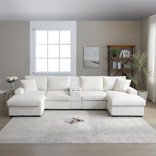 Modular Sectional Sofa with Ottoman, U-Shaped Lounge Couch H930