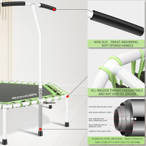 Fitness Trampoline with Adjustable Handle Bar, Bungee Rebounder for Adults W331187
