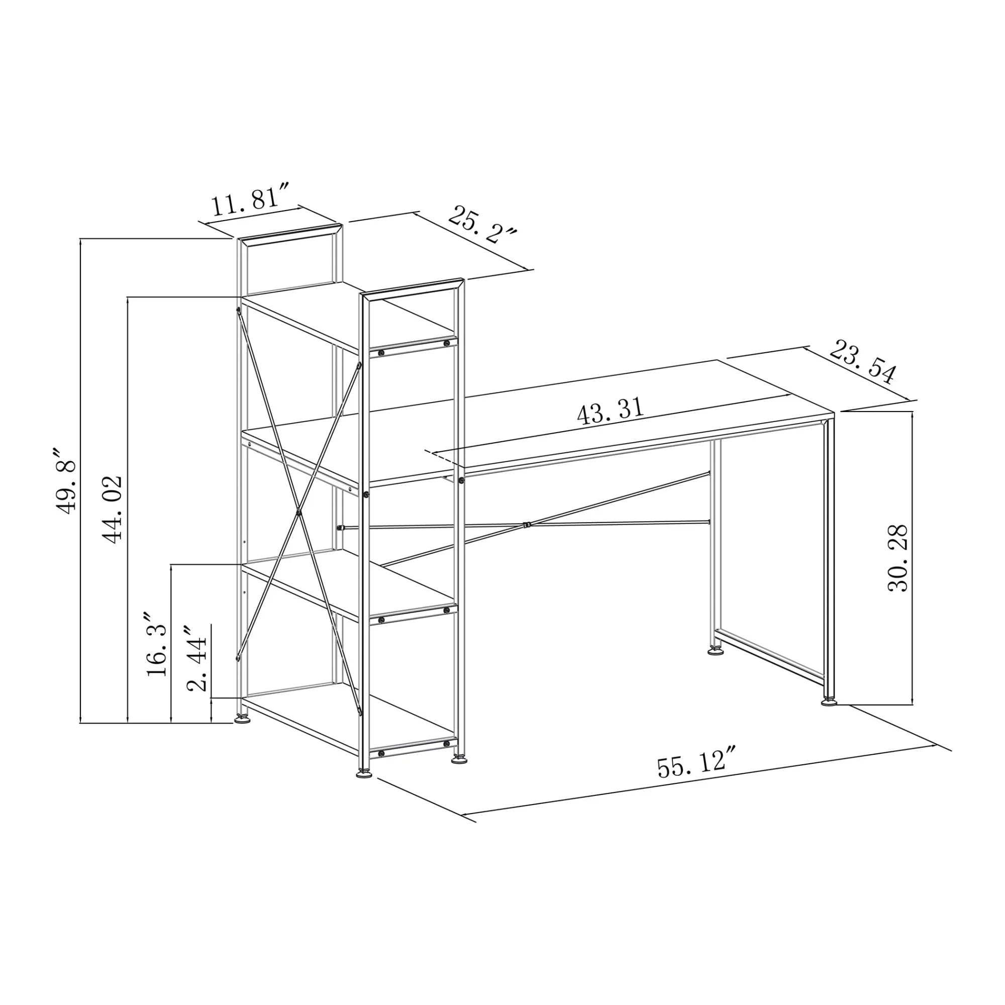 Computer Desk with Storage Shelves, Gray T136051