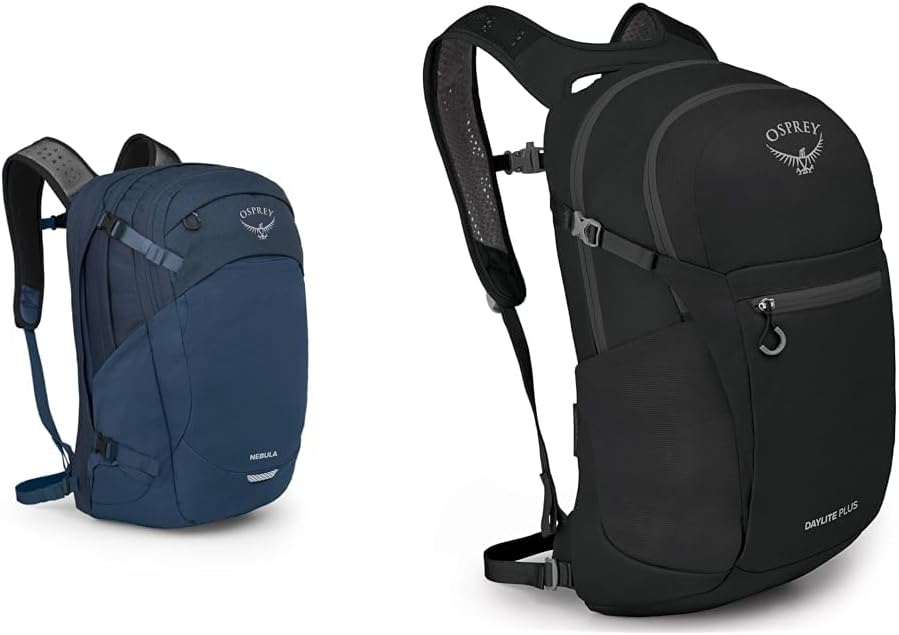 Osprey Nebula Commuter Backpack, Atlas Blue/Heather Daylite Plus Commuter Backpack, Black 2-Pack