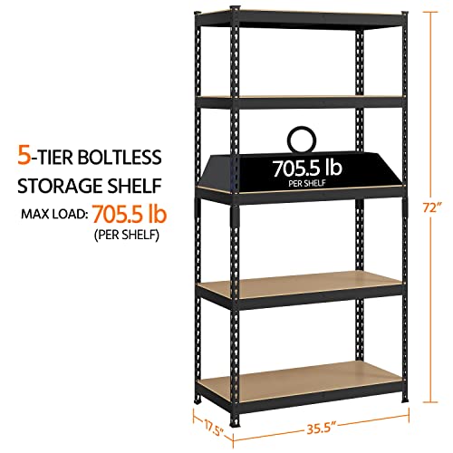 5-Tier Adjustable Metal Shelving Unit for Garage, Pantry, and Warehouse M7734