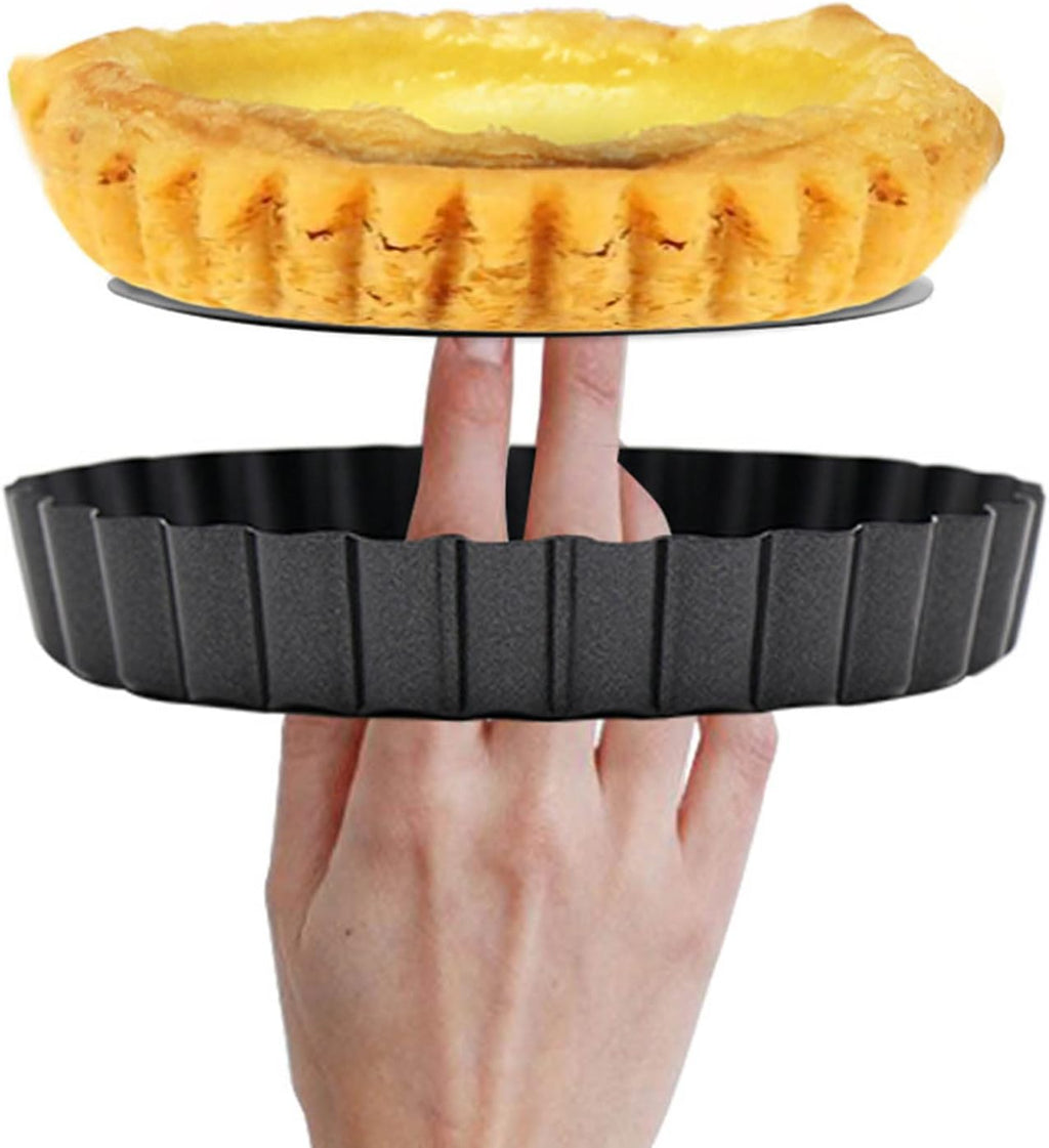 6 pcs 3" Mini Tart Pans Removable Bottom, Carbon Steel Baking Tool I38034