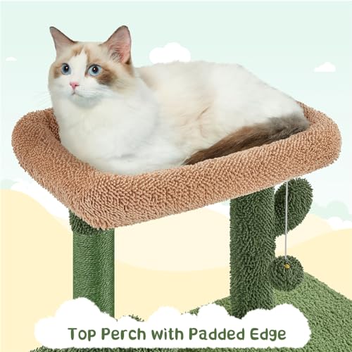 Cactus Cat Tree, 63" Multi-Level Cat Tower with Scratching Posts, Condo & Hammock O8672
