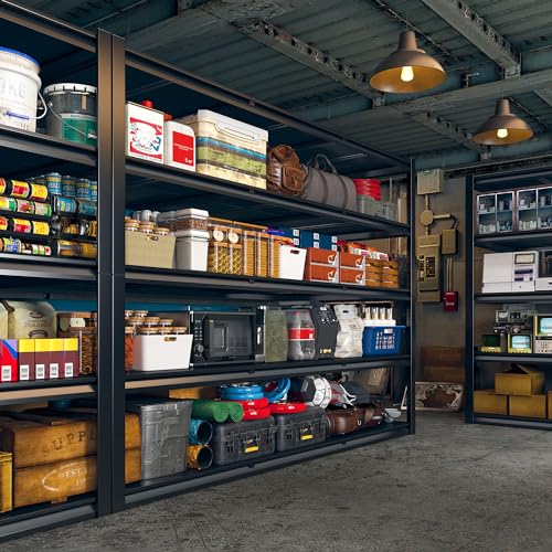60" W Garage Shelving, 5-Tier Heavy Duty Metal Storage Shelves B8137