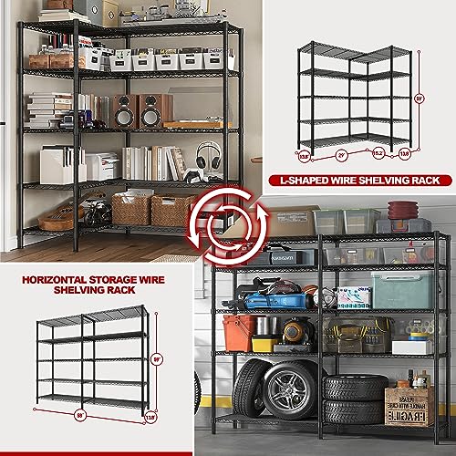 Metal Storage Shelving Unit 5-Tier Heavy Duty Adjustable Wire Shelves F25196