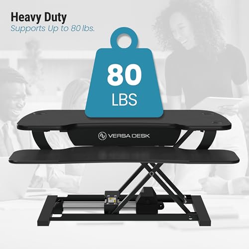 Electric Standing Desk Converter, Height Adjustable Sit to Stand Riser, Dual Monitor Workstation, Black Z74939