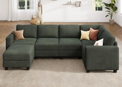 Corduroy Modular Sectional Couch with Storage, L-Shaped, 6 Seater, Dark Gray X823135
