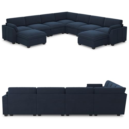 Extra Large Modular Sectional Sofa, 4-Seater L Shaped Couch, Velvet Convertible for Living Room L139