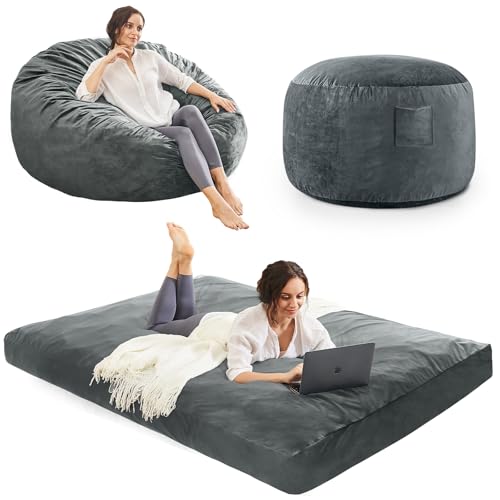Giant Bean Bag Chair Convertible Bed with Microfiber Cover X2136