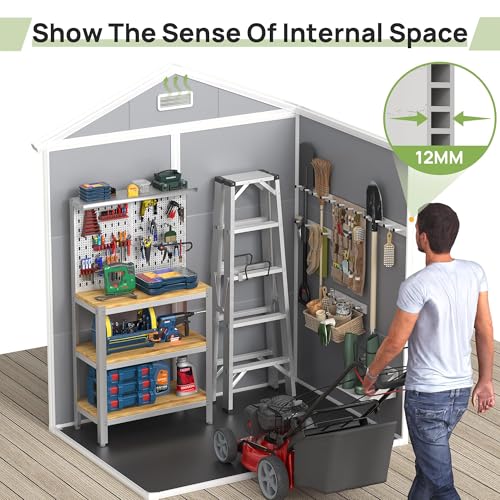 Outdoor Storage Shed with Floor, Lockable Door & Window, Waterproof Tool Shed M47080