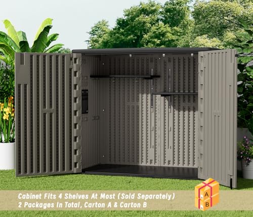 Outdoor Vertical Storage Shed, 57 Cu.ft, Waterproof, Lockable, Brown G868262