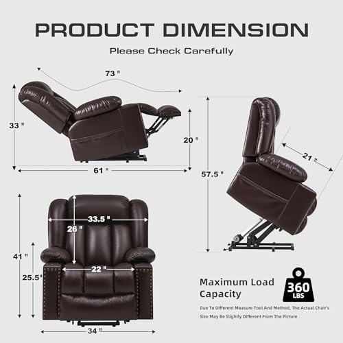 Power Lift Recliner Chair for Elderly with Heat and Massage, Adjustable Positions, Dark Brown P618617