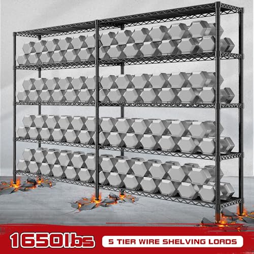Metal Storage Shelving Unit 5-Tier Heavy Duty Adjustable Wire Shelves F25196