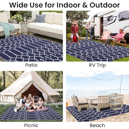 Waterproof Outdoor Rug 5x8 ft, Reversible Plastic Straw Patio Mat Z2613
