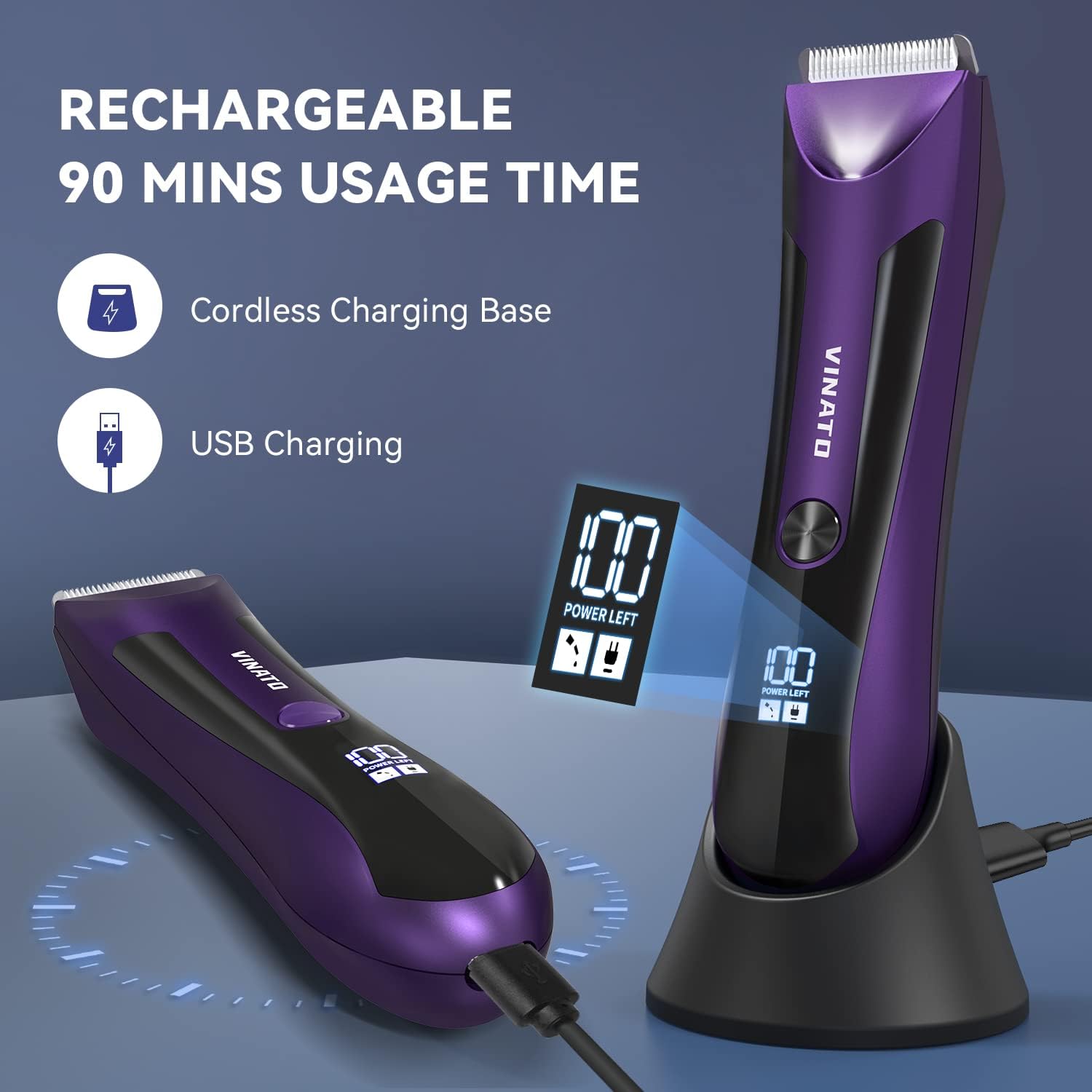 Waterproof Electric Body Hair Trimmer for Men with USB Charging N59249