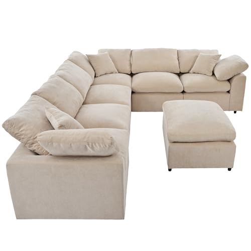Modular Sectional Sofa with Ottoman, U-Shaped Lounge Couch H930