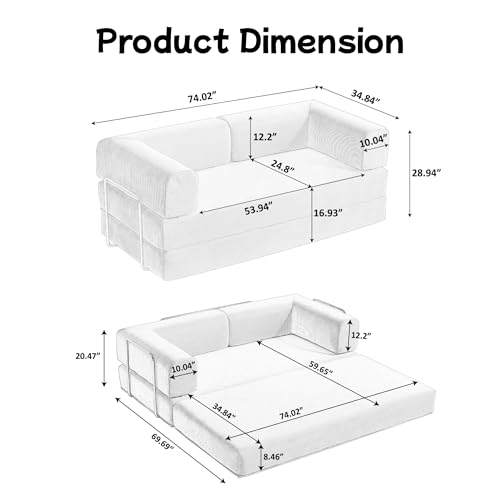 Foldable Floor Sofa Bed with Pillow Back and Armrest, Dark Gray S29408