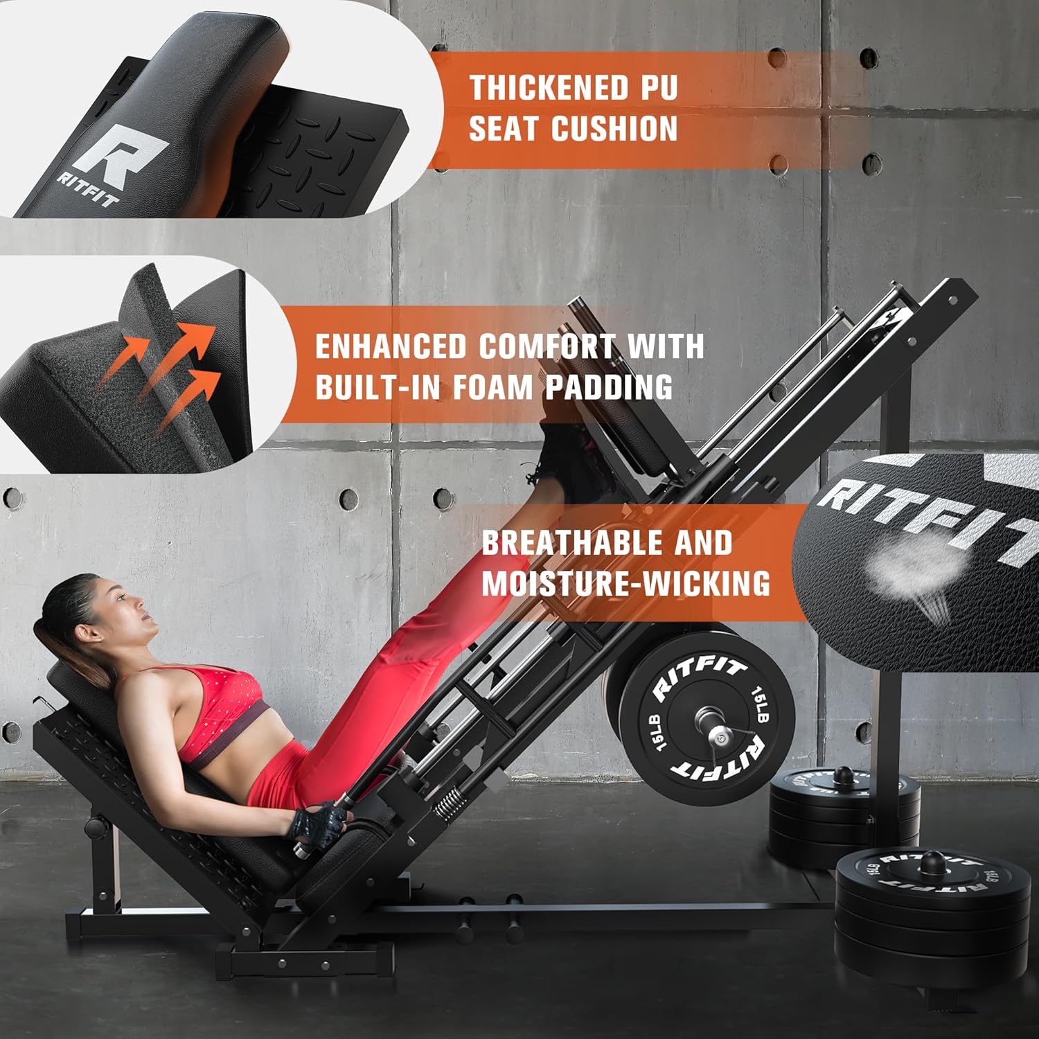 Leg Press Hack Squat Machine for Home Gym, Adjustable Lower Body Workout Equipment Z33083