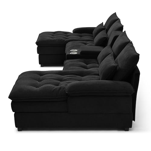 Modular Sectional Sofa with Ottoman, U-Shaped Lounge Couch H930