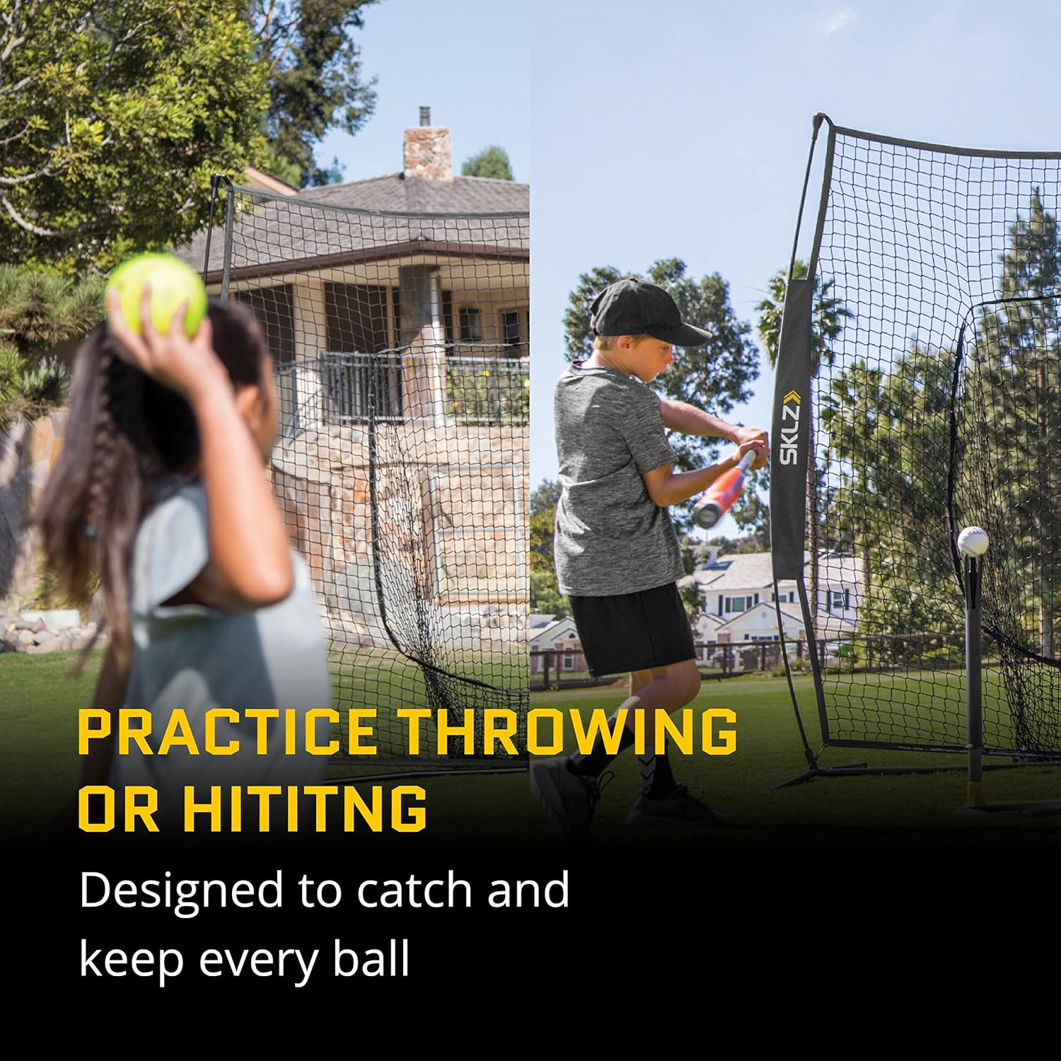 Portable Baseball and Softball Hitting Net, 7 x 7 Feet Y38305