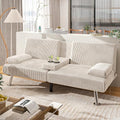 Modern Linen Convertible Folding Futon Sofa Bed with Removable Armrests Y192