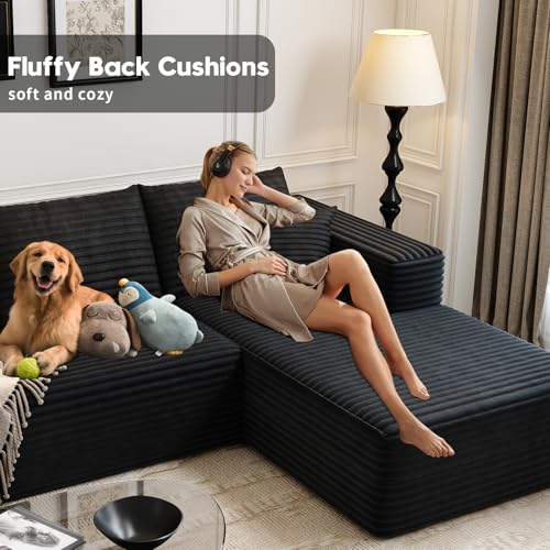Modular Sectional Sofa with Ottoman, U-Shaped Deep Seat Couch for Living Room O870